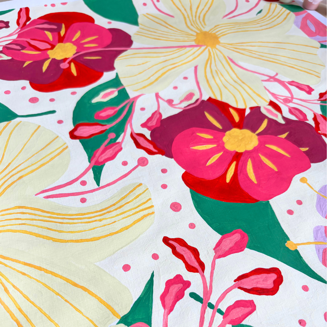 Kit peinture par numéros XXL - La danse des fleurs | 40x60cm