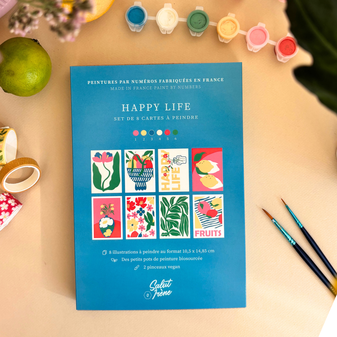 Cartes à peindre par numéros - Happy life | 8 cartes