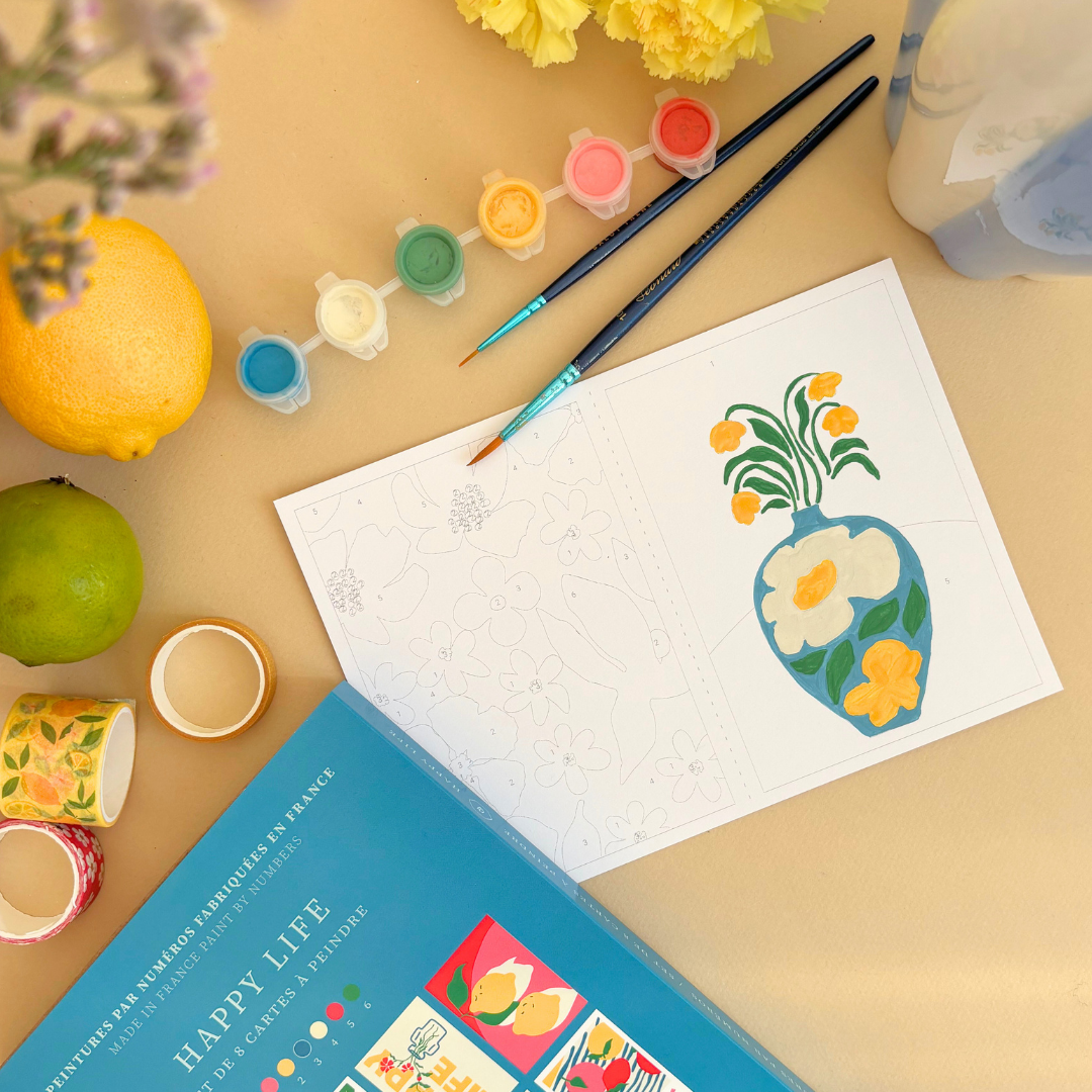 Cartes à peindre par numéros - Happy life | 8 cartes