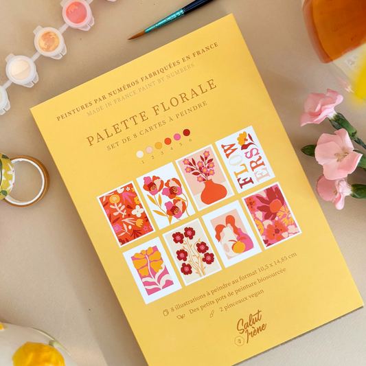 Cartes à peindre par numéros - Palette florale | 8 cartes