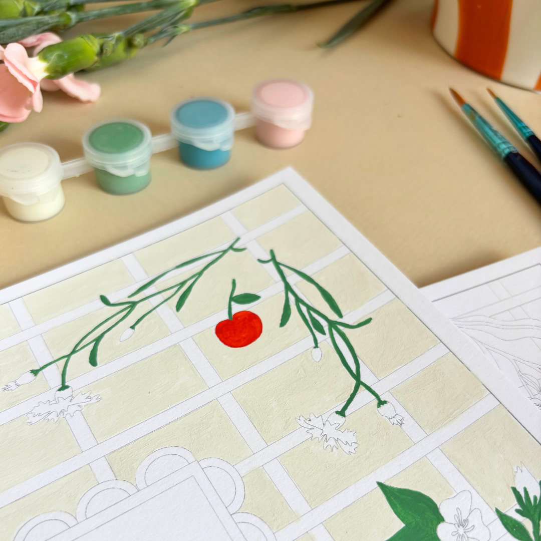 Kit peinture SANS numéros - Cadres fleuris |  Duo 24x30cm
