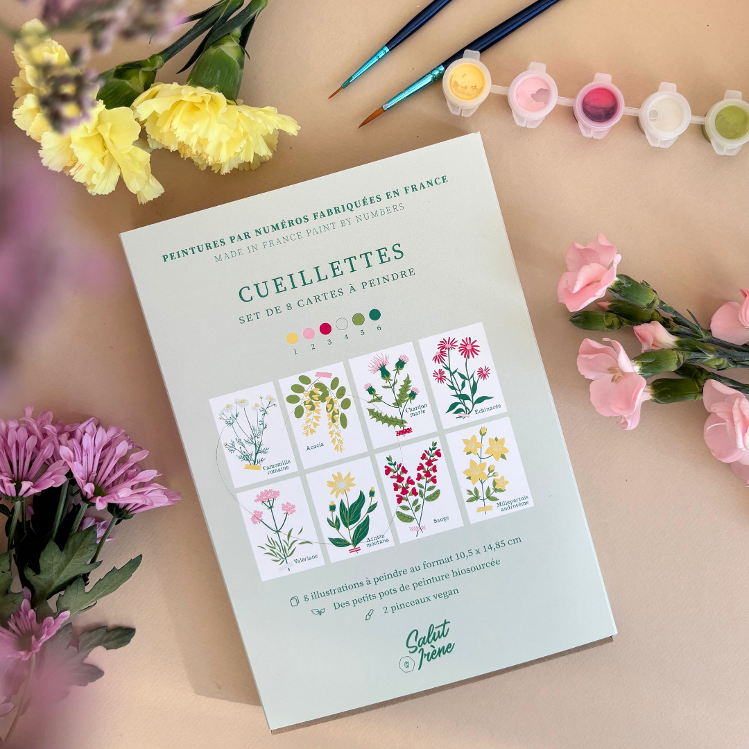 Cartes à peindre par numéros - Cueillettes | 8 cartes