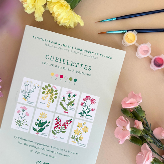 Cartes à peindre par numéros - Cueillettes | 8 cartes