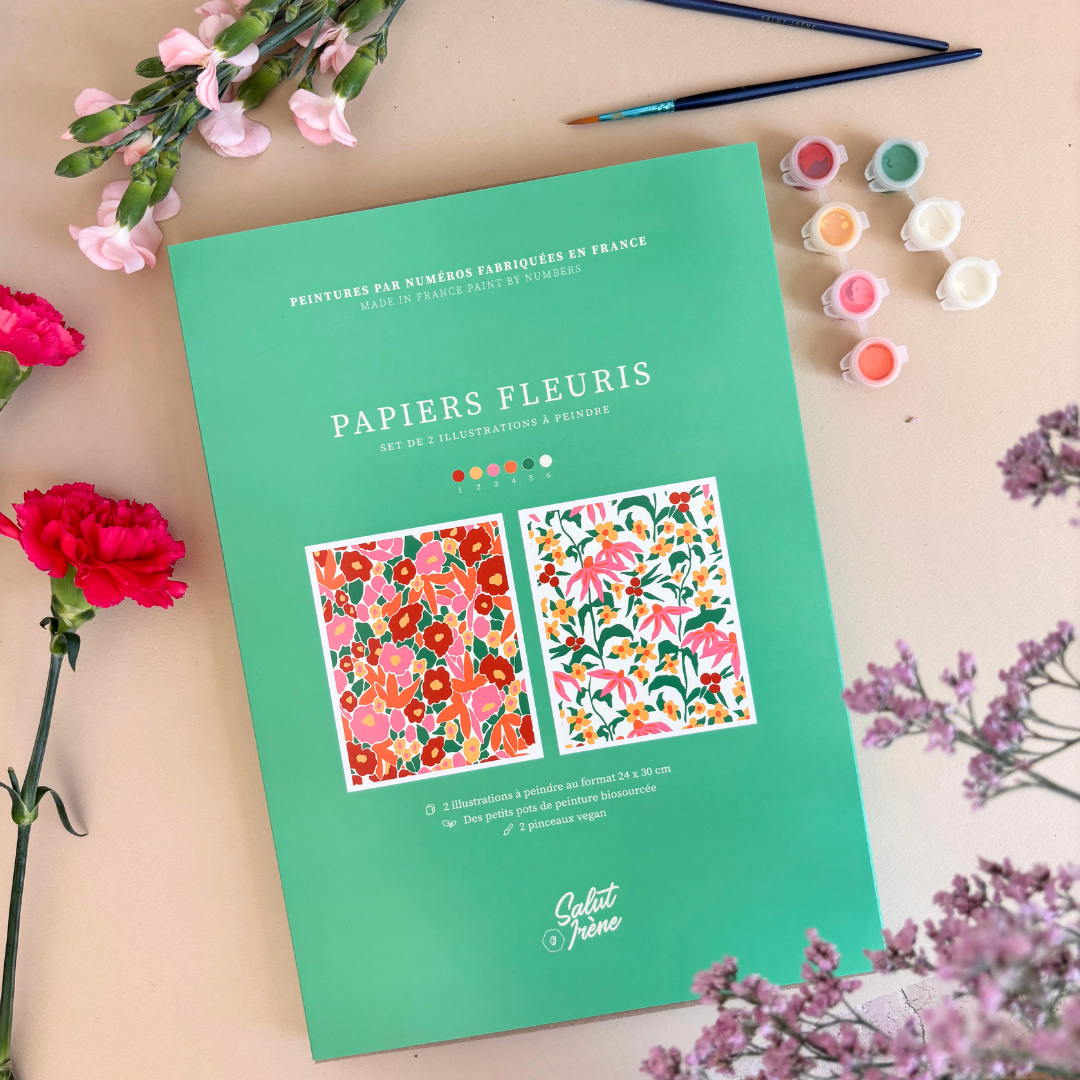 Kit peinture par numéros - Papiers fleuris | Duo 24x30cm