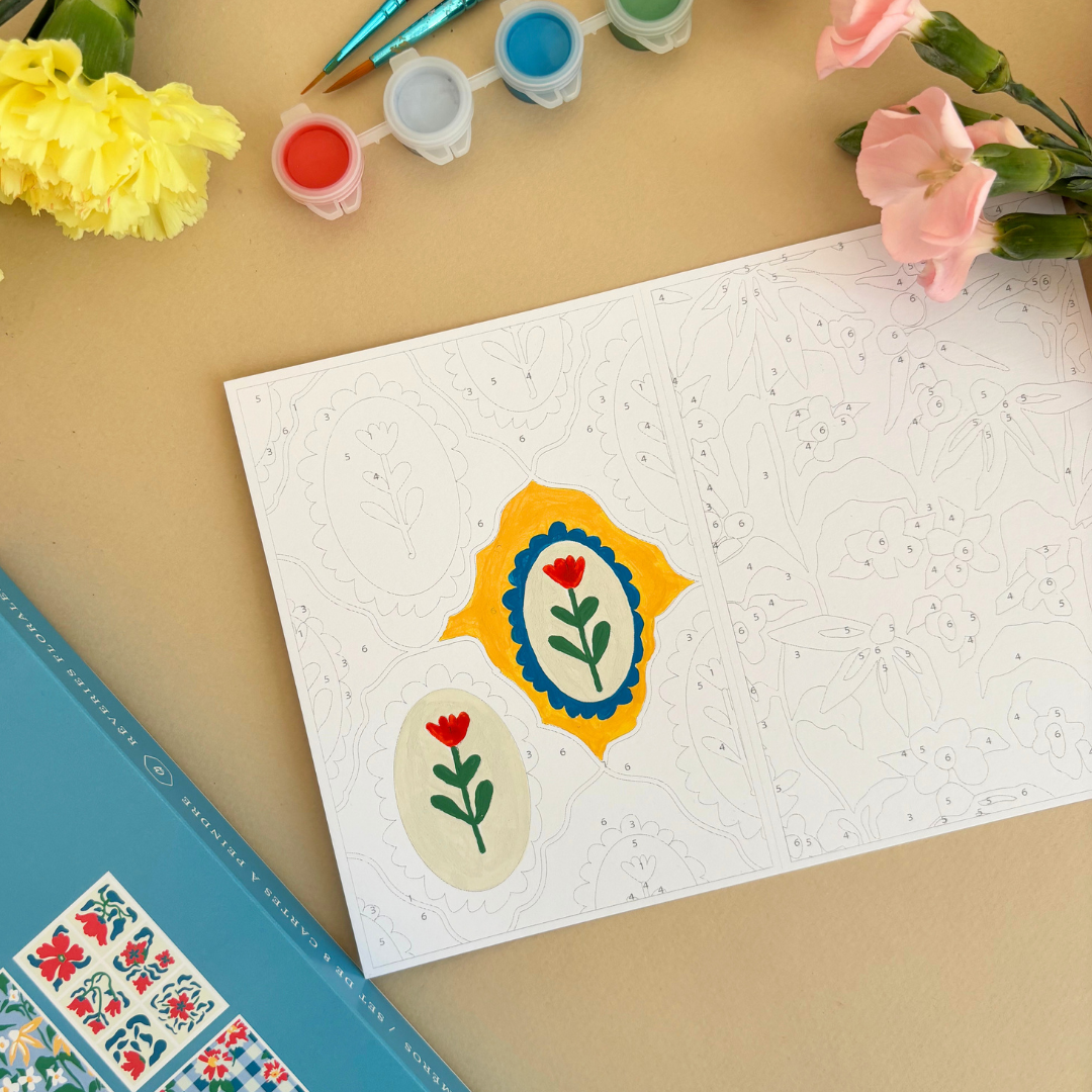 Cartes à peindre par numéros - Rêveries florales | 8 cartes