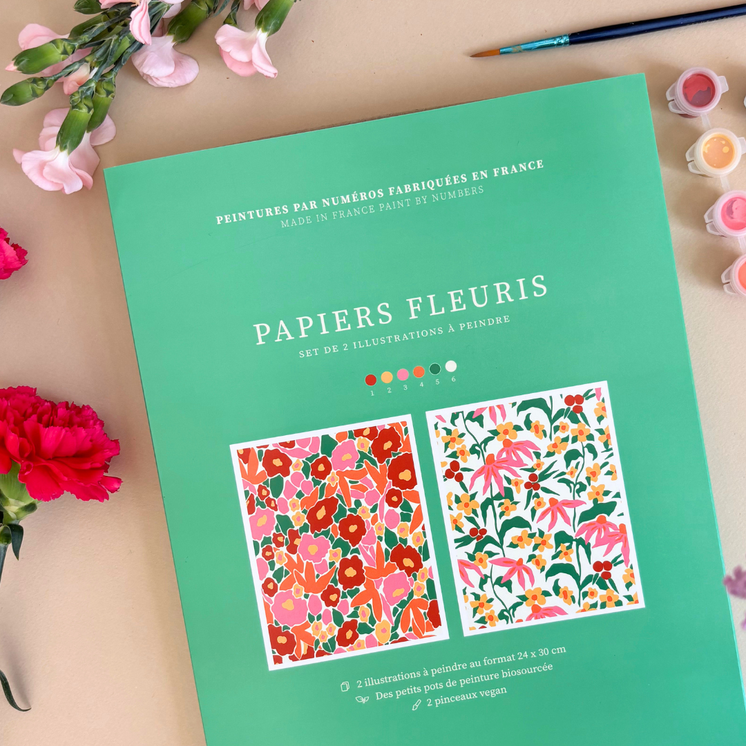 Kit peinture par numéros - Papiers fleuris | Duo 24x30cm