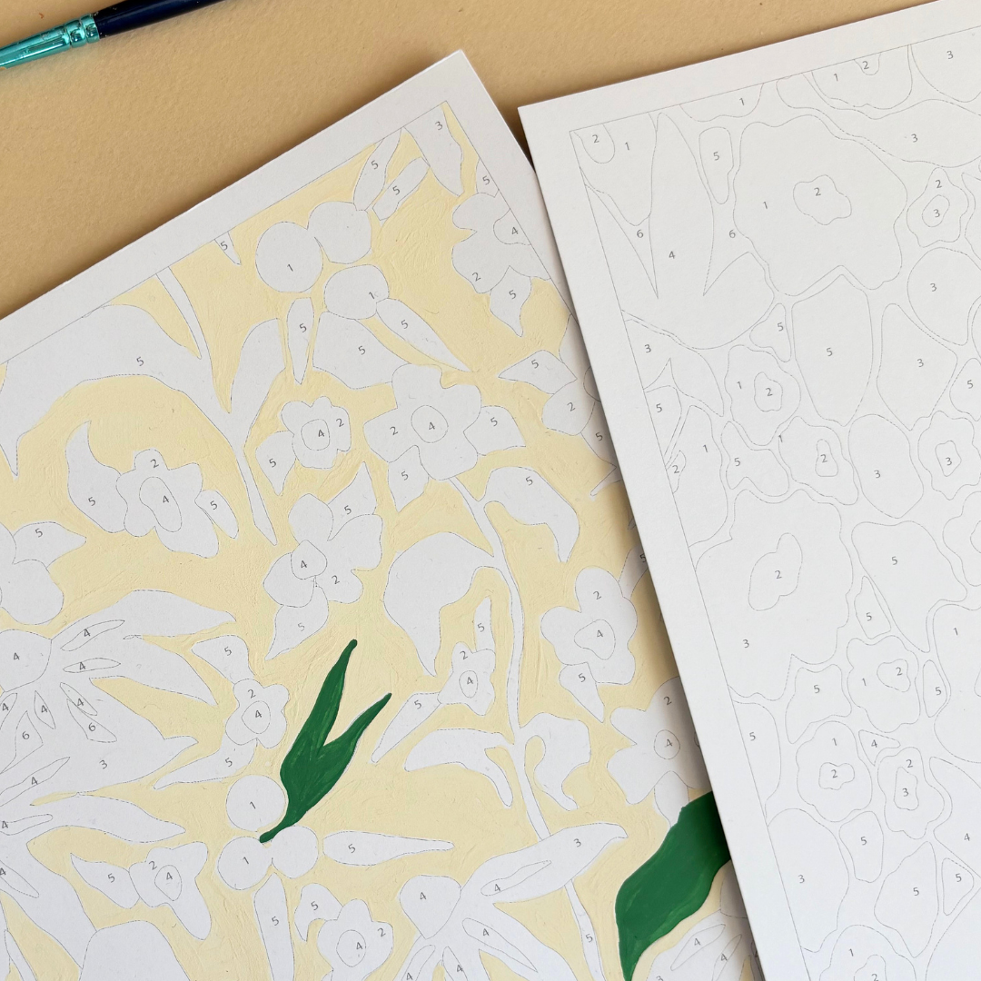 Kit peinture par numéros - Papiers fleuris | Duo 24x30cm