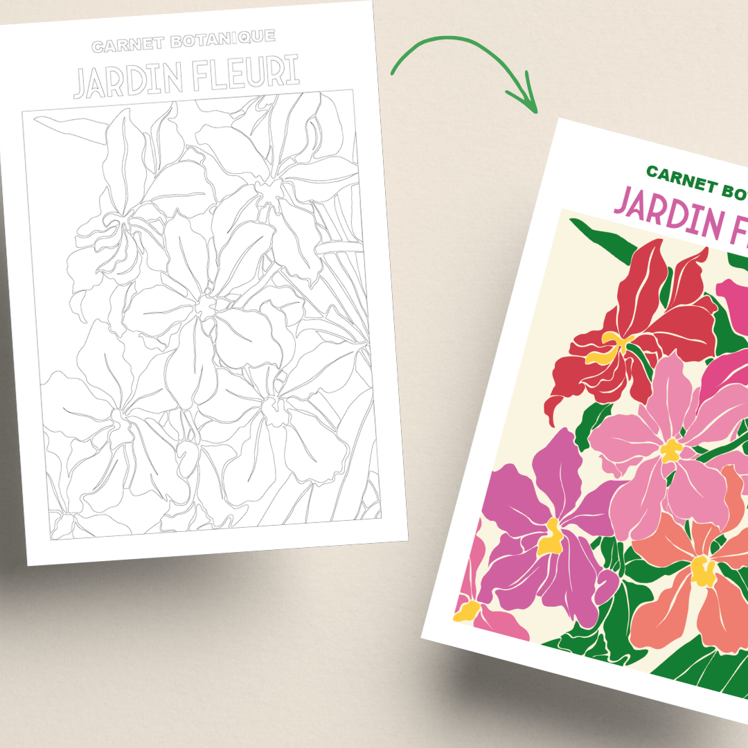 Grande affiche à colorier - Jardin fleuri | 30x40cm
