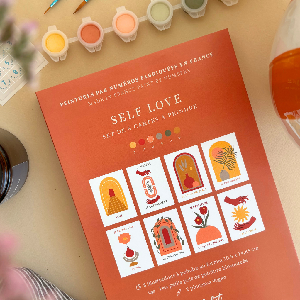 Cartes à peindre par numéros - Self love | 8 cartes