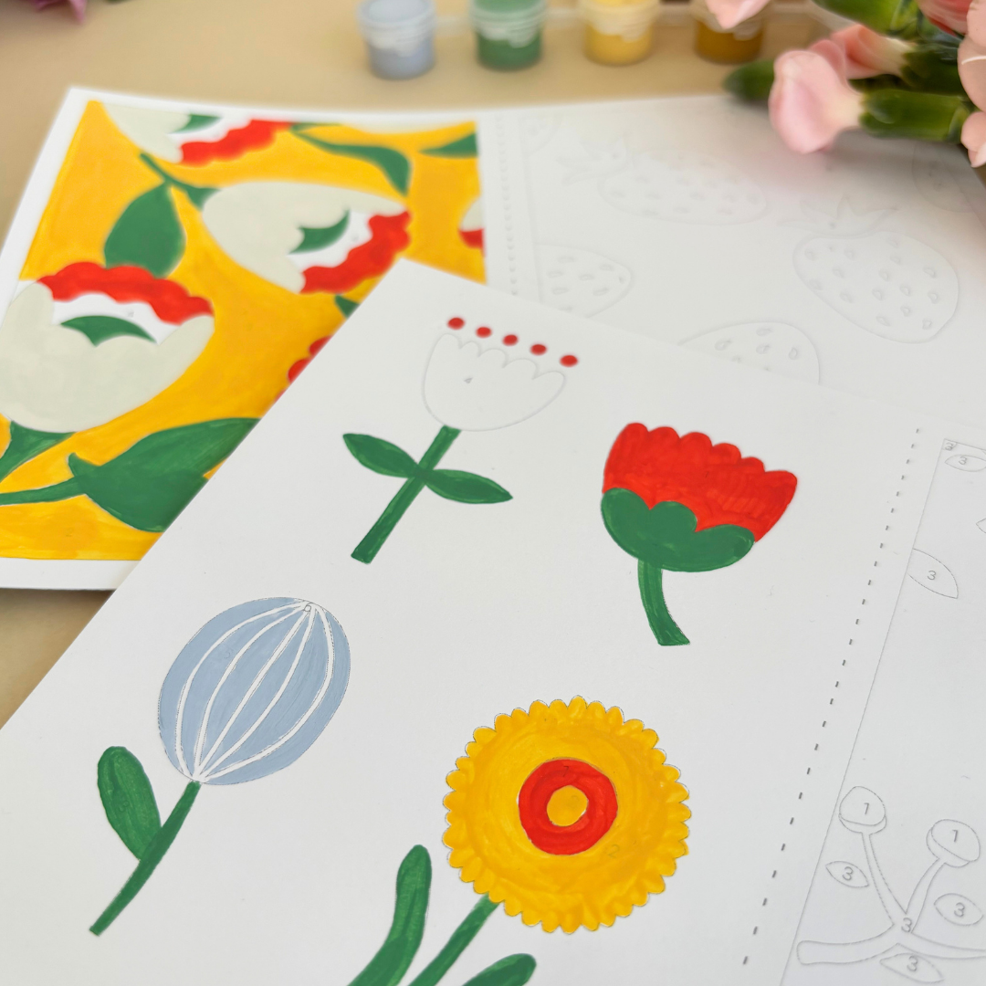 Cartes à peindre par numéros - Chez mamie | 8 cartes