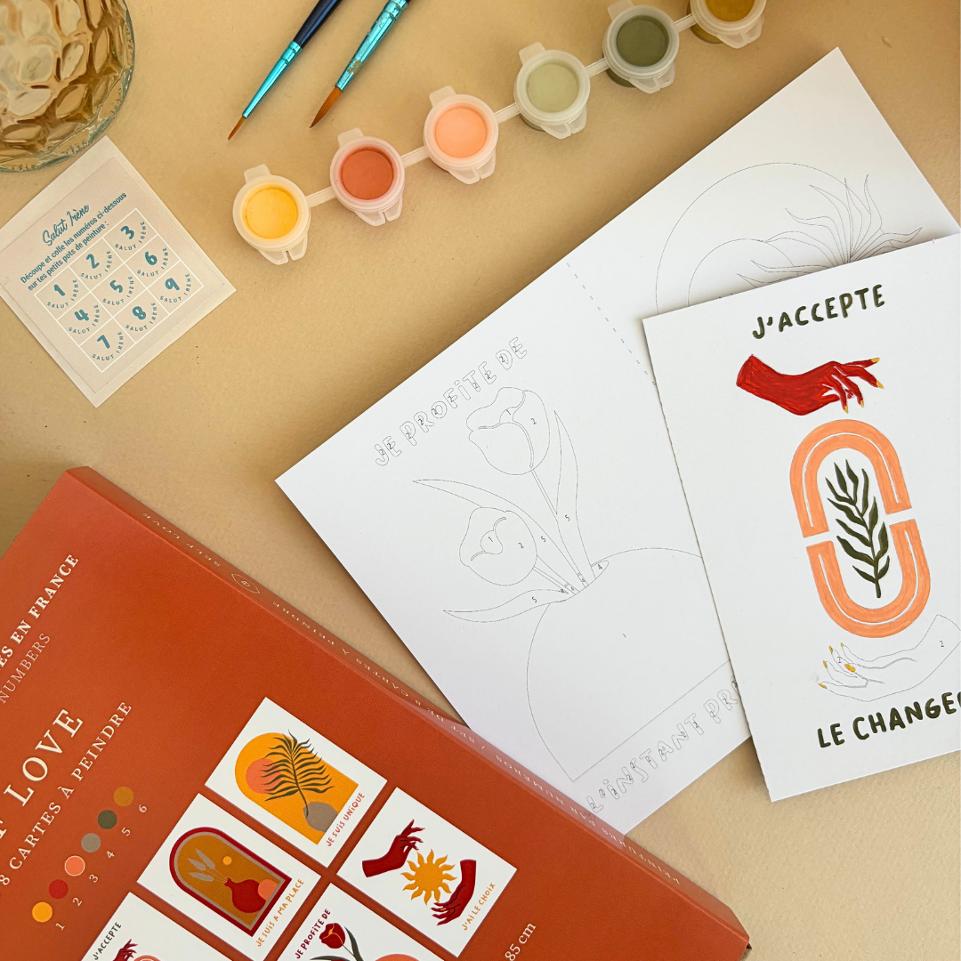 Cartes à peindre par numéros - Self love | 8 cartes