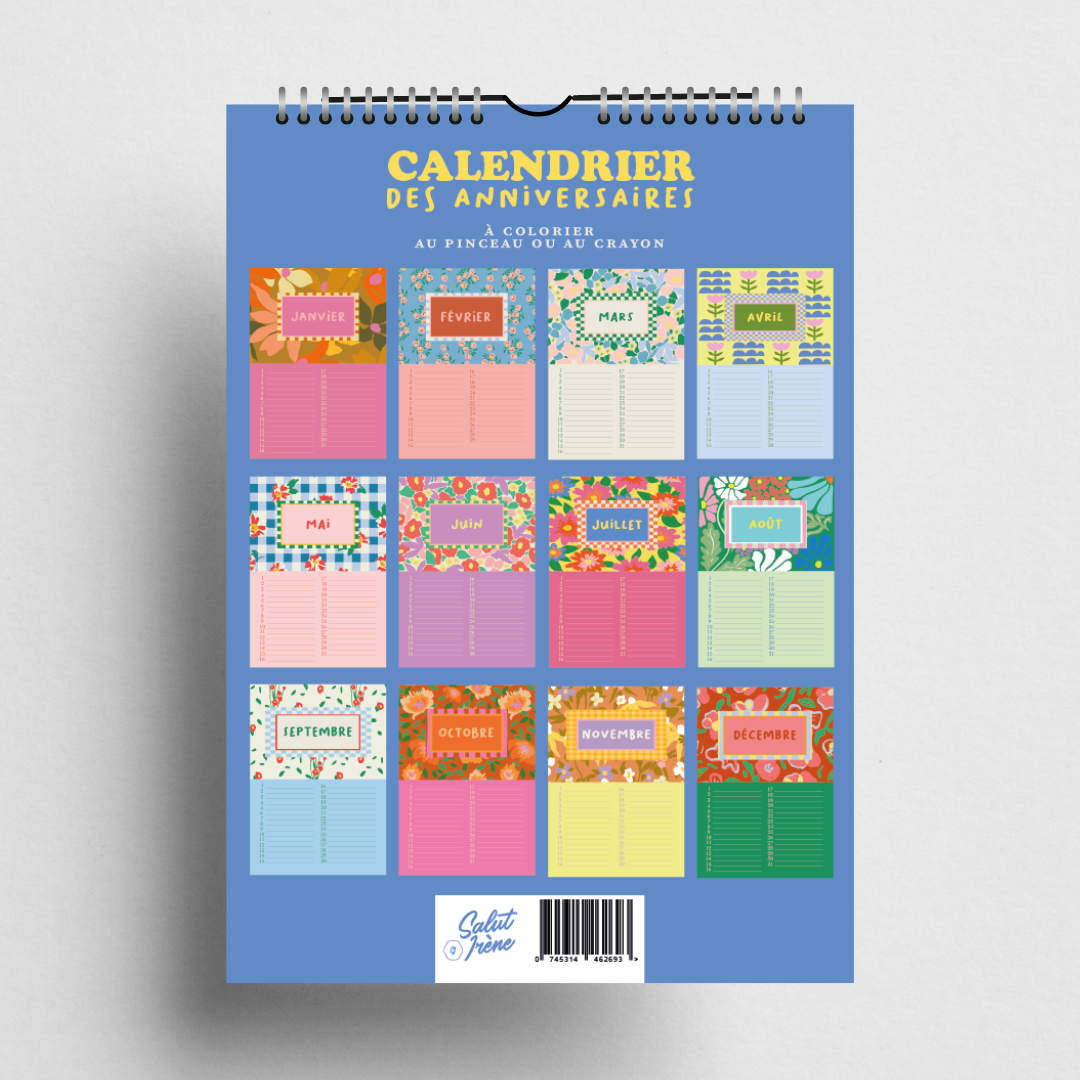 Coloriage - Calendrier perpétuel des anniversaires