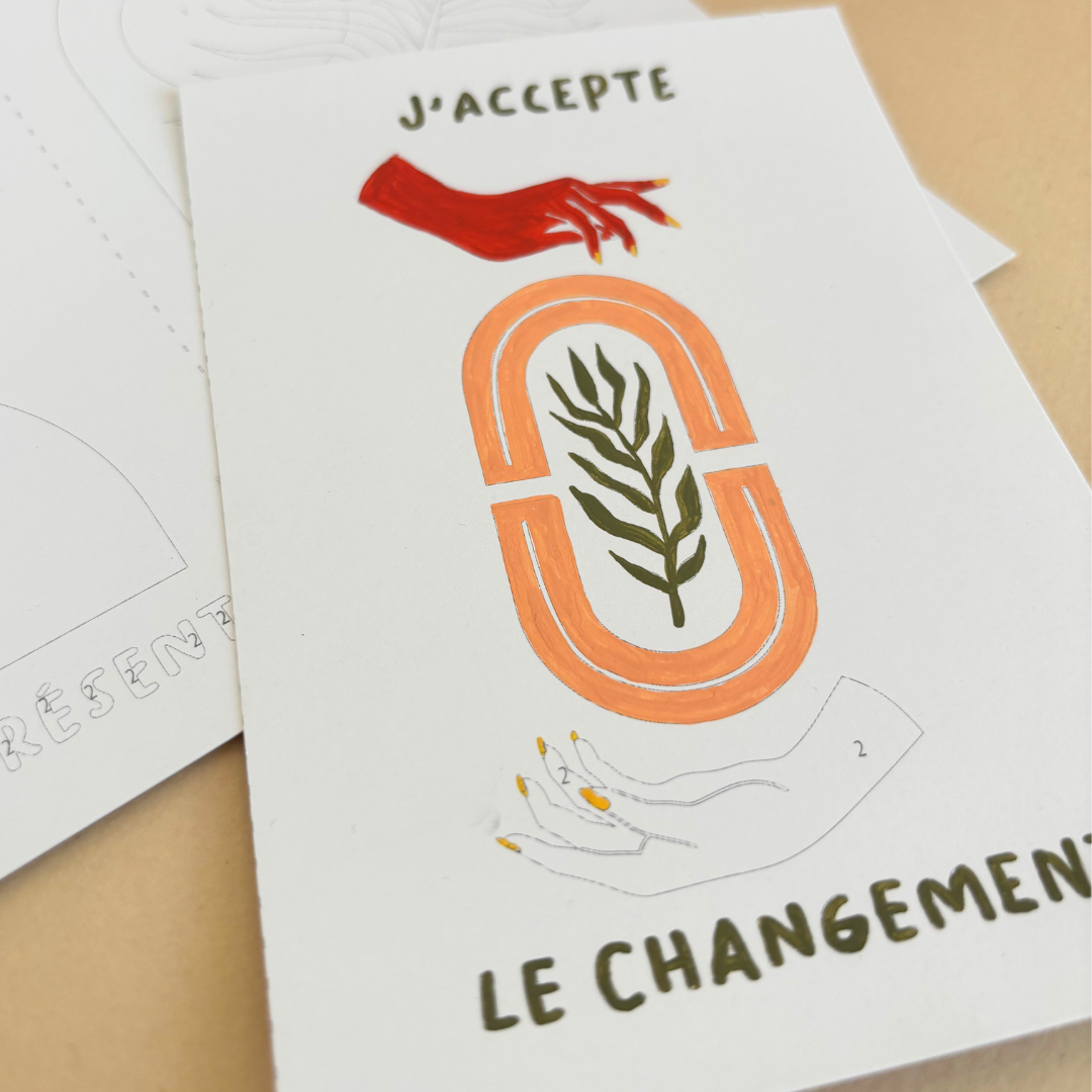 Cartes à peindre par numéros - Self love | 8 cartes