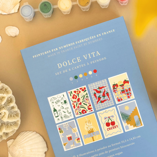 Cartes à peindre par numéros - Dolce Vita | 8 cartes