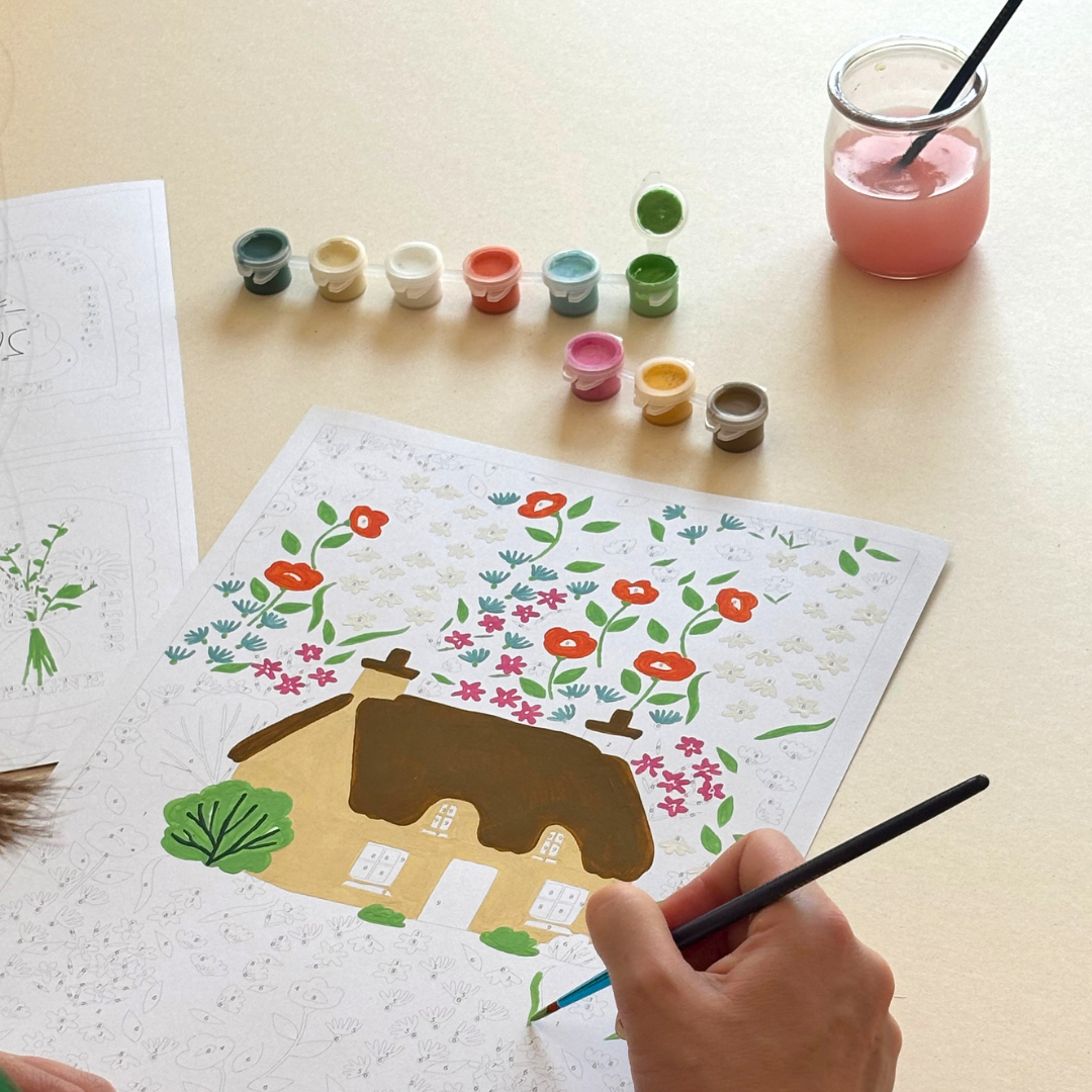 Kit peinture par numéros - La petite maison | 24x30cm + cartes