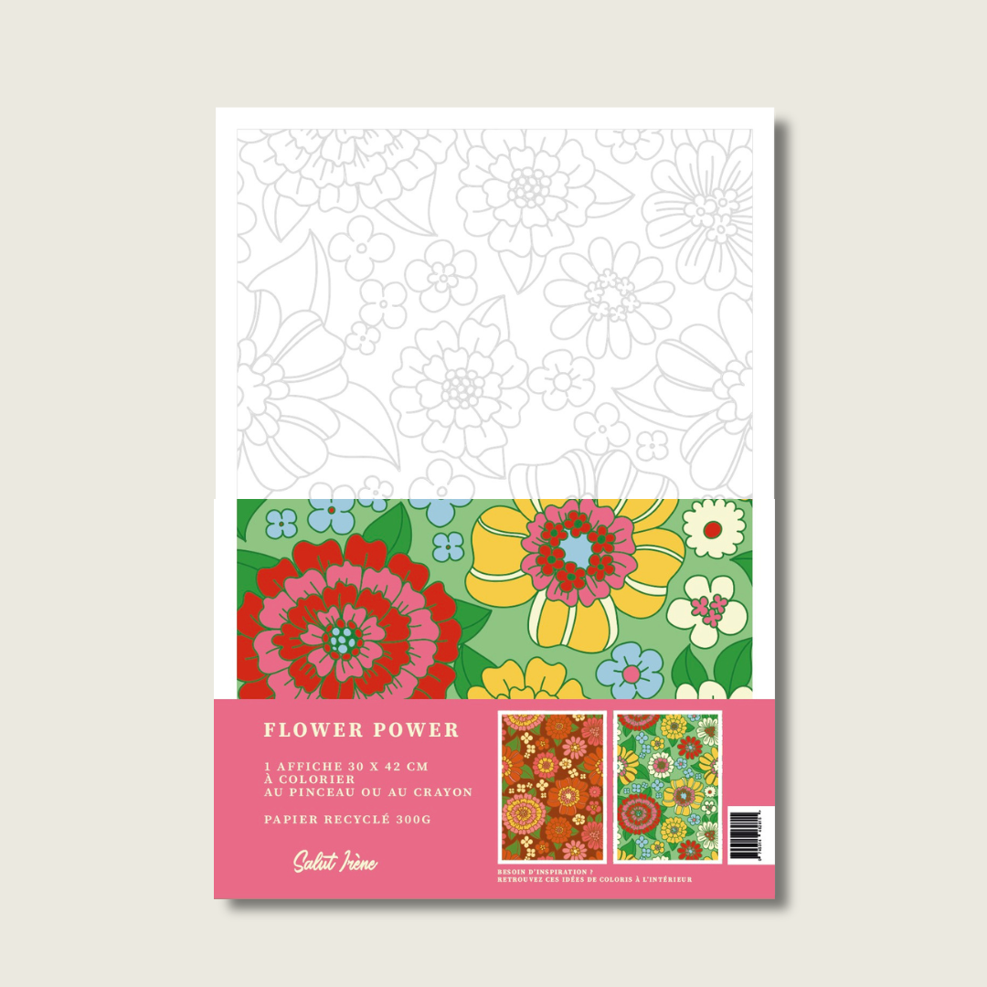 Grande affiche à colorier - Flower power | 30x40cm