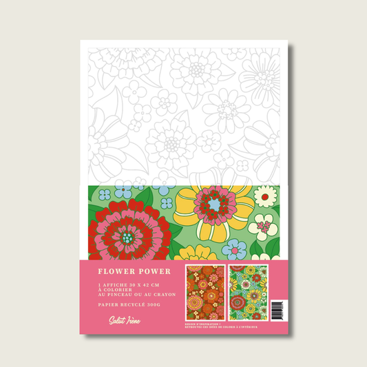 Grande affiche à colorier - Flower power | 30x40cm