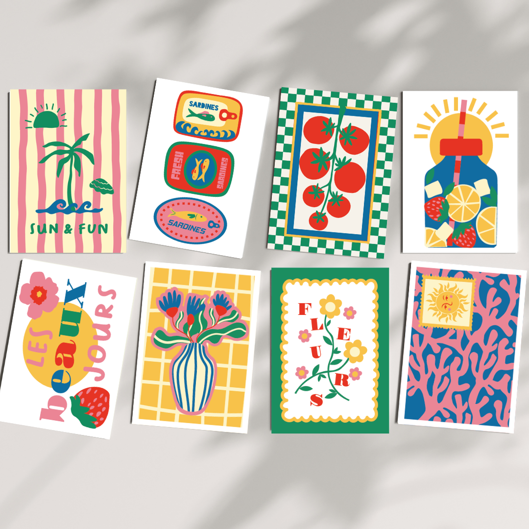 Cartes à peindre par numéros - Les beaux jours | 8 cartes