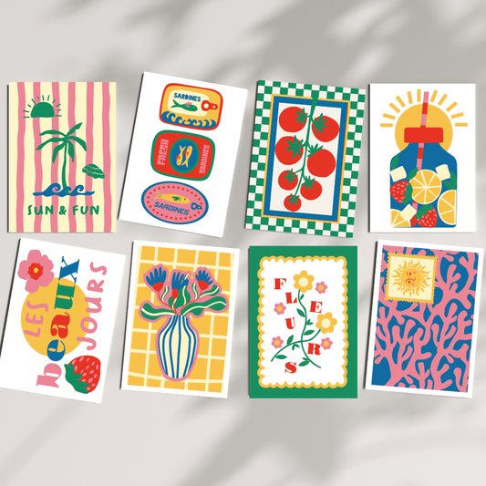 Cartes à peindre par numéros - Les beaux jours | 8 cartes