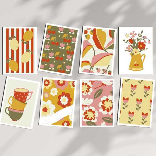 Cartes à peindre par numéros - Rétro déco | 8 cartes