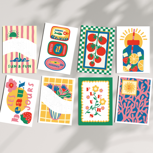 Cartes à peindre par numéros - Les beaux jours | 8 cartes