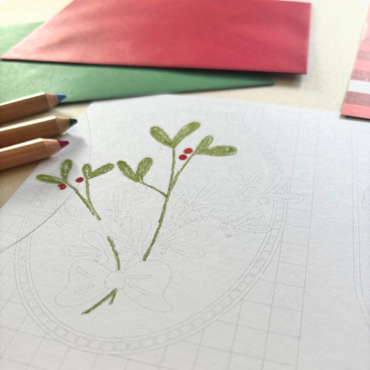 Cartes postales à colorier + enveloppes - Les fêtes | 4 cartes