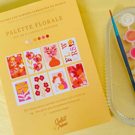 Cartes à peindre par numéros - Palette florale | 8 cartes