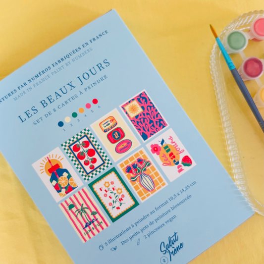 Cartes à peindre par numéros - Les beaux jours | 8 cartes