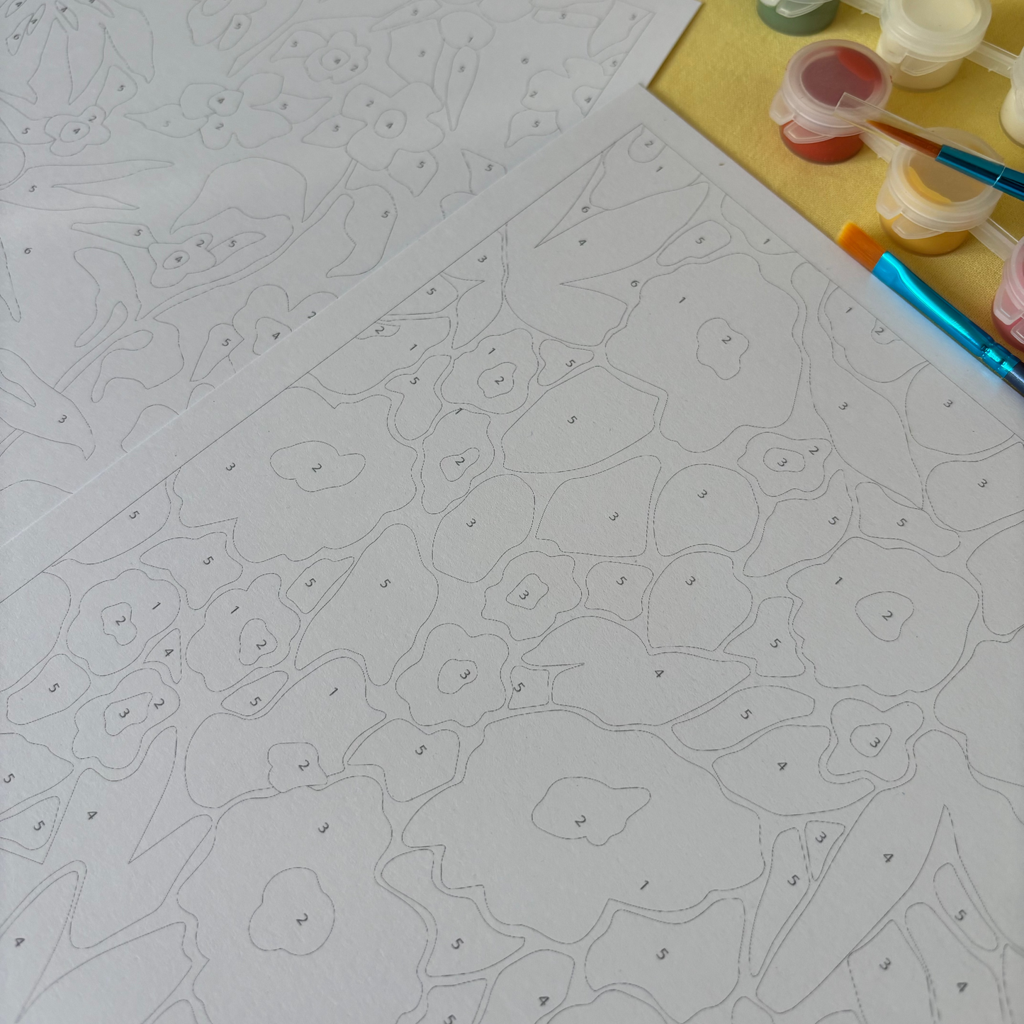 Kit peinture par numéros - Papiers fleuris | Duo 24x30cm