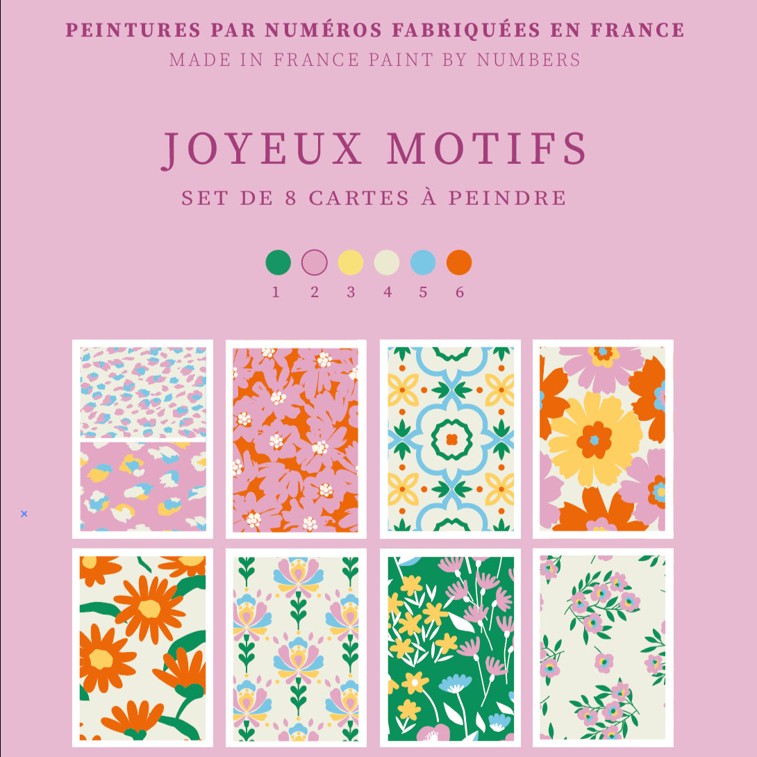 Cartes à peindre par numéros - Joyeux motifs | 8 cartes